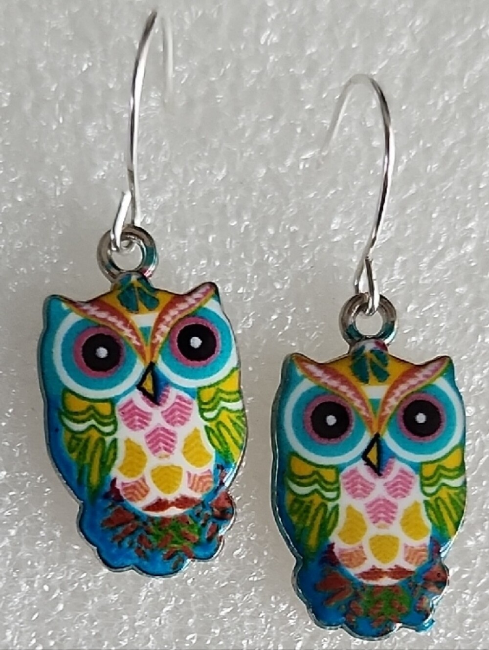 Hand Crafted Multicolor Owl Drop Earrings